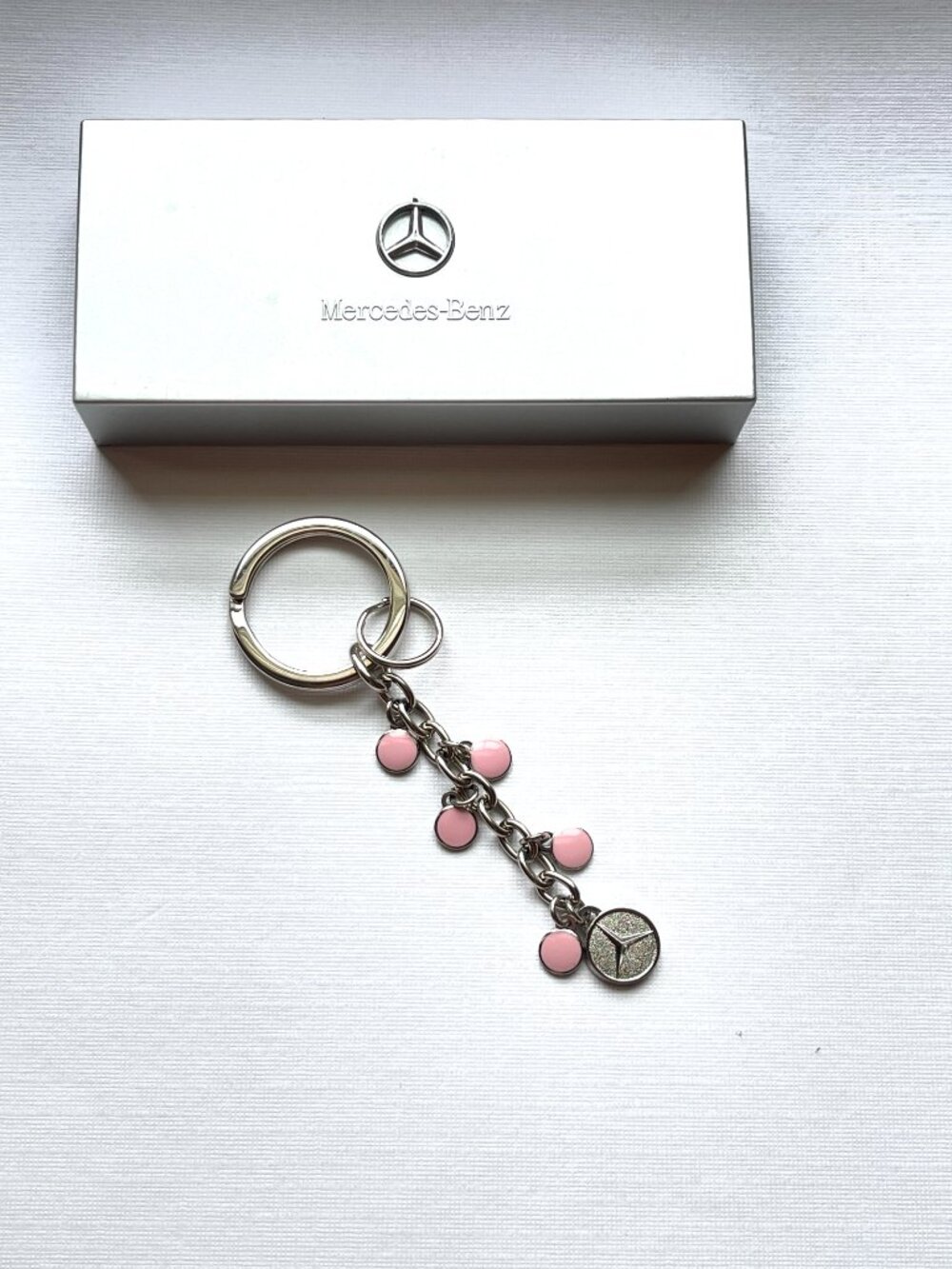 Mercedes Benz Key Ring Chain Pink Silver with Case